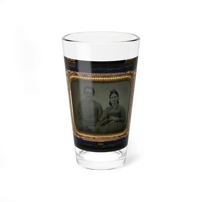 Unidentified Soldier In Union First Sergeant's Uniform And Unidentified Woman In Dress (U.S. Civil War) Pint Glass 16oz-16oz-Go Mug Yourself