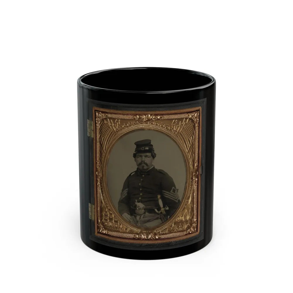 Unidentified Soldier In Union First Sergeant's Uniform With Militia Sword And Revolver (U.S. Civil War) Black Coffee Mug-11oz-Go Mug Yourself