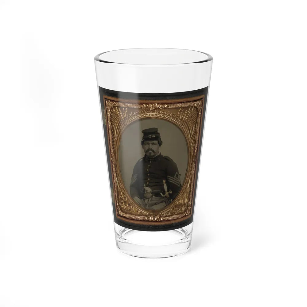 Unidentified Soldier In Union First Sergeant's Uniform With Militia Sword And Revolver (U.S. Civil War) Pint Glass 16oz-16oz-Go Mug Yourself