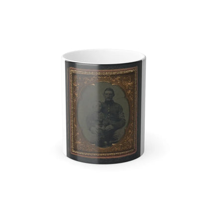 Unidentified Soldier in Union First Sergeant's Uniform With Small Child on Lap (U.S. Civil War) Color Changing Coffee Mug 11oz-11oz-Go Mug Yourself
