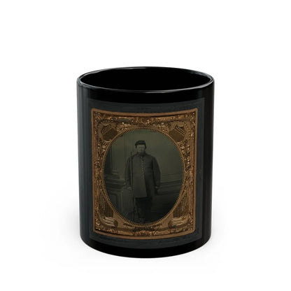 Unidentified Soldier In Union Frock And Kepi With Bayoneted Flintlock Musket (U.S. Civil War) Black Coffee Mug-11oz-Go Mug Yourself