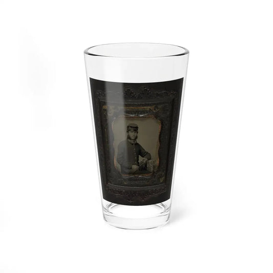 Unidentified Soldier In Union Frock Coat And Forage Cap Holding Book (U.S. Civil War) Pint Glass 16oz 16oz - Go Mug Yourself
