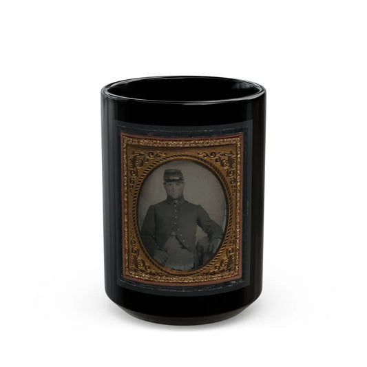 Unidentified Soldier In Union Frock Coat And Forage Cap (U.S. Civil War) Black Coffee Mug-15oz-Go Mug Yourself