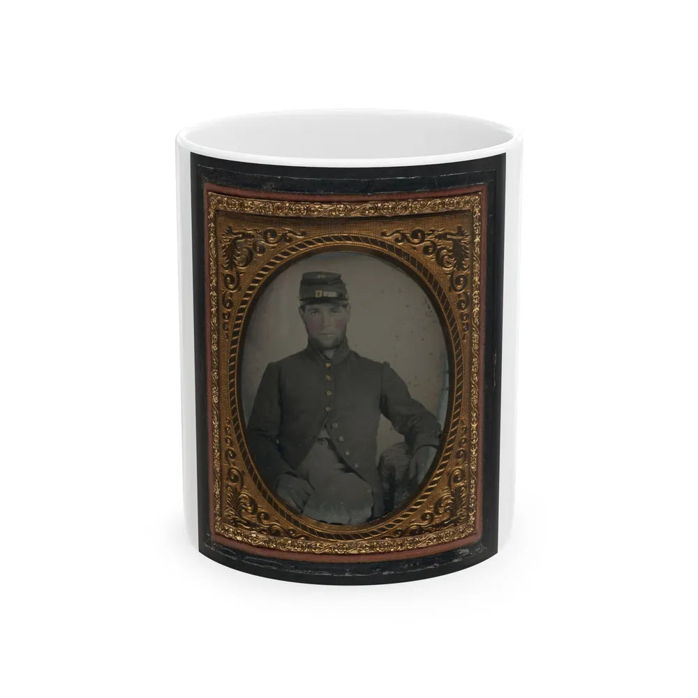 Unidentified Soldier In Union Frock Coat And Forage Cap (U.S. Civil War) White Coffee Mug-11oz-Go Mug Yourself