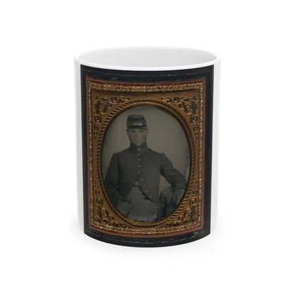 Unidentified Soldier In Union Frock Coat And Forage Cap (U.S. Civil War) White Coffee Mug-11oz-Go Mug Yourself