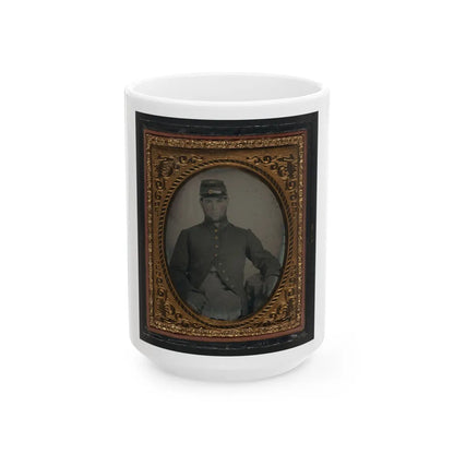 Unidentified Soldier In Union Frock Coat And Forage Cap (U.S. Civil War) White Coffee Mug-15oz-Go Mug Yourself