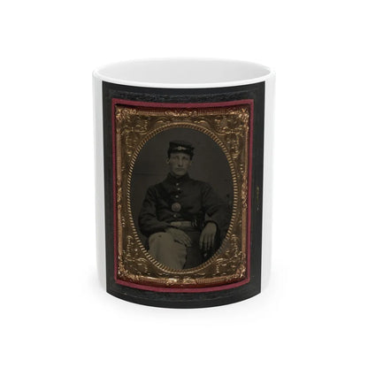 Unidentified Soldier In Union Frock Coat And Forage Cap With Union Eagle Breast Plate (U.S. Civil War) White Coffee Mug-11oz-Go Mug Yourself