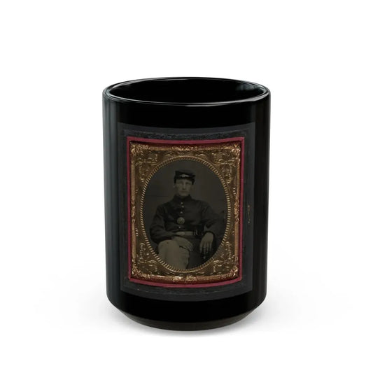 Unidentified Soldier In Union Frock Coat And Forage Cap With Union Eagle Breast Plate (U.S. Civil War) Black Coffee Mug 15oz - Go Mug Yourself