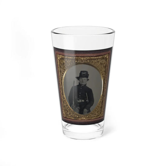 Unidentified Soldier In Union Frock Coat And Hardee Hat With Model 1860 Light Cavalry Saber And Colt Army Model 1860 Revolver (U.S. Civil War) Pint Glass 16oz-16oz-Go Mug Yourself