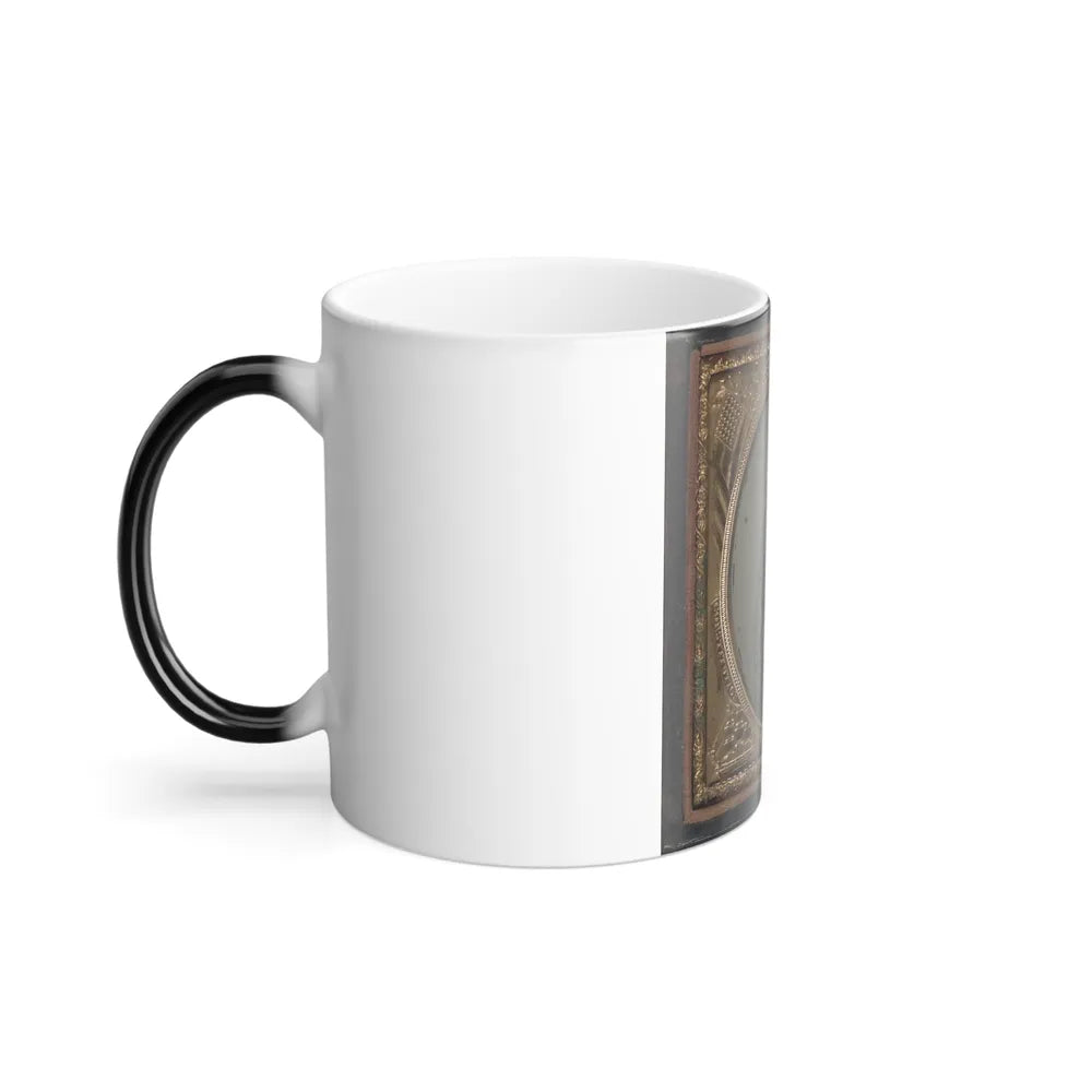 Unidentified Soldier in Union Frock Coat and Havelock Hat Combination With Bayoneted Model 1842 Musket, Knife, and Colt Revolver (U.S. Civil War) Color Changing Coffee Mug 11oz-Go Mug Yourself