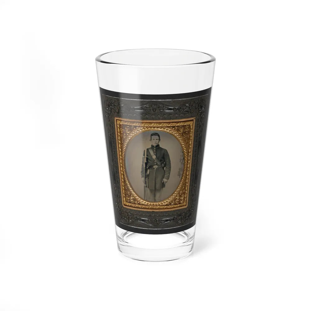 Unidentified Soldier In Union Frock Coat With Musket And Attached Sword Bayonet (U.S. Civil War) Pint Glass 16oz-16oz-Go Mug Yourself