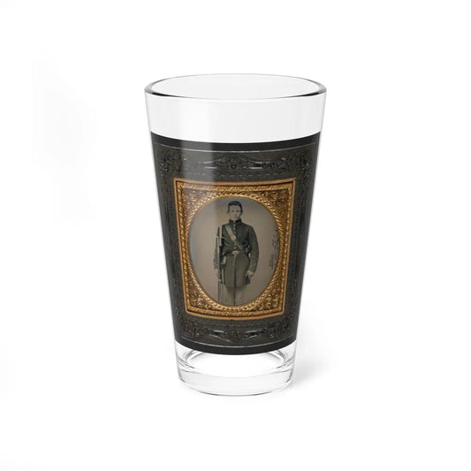 Unidentified Soldier In Union Frock Coat With Musket And Attached Sword Bayonet (U.S. Civil War) Pint Glass 16oz-16oz-Go Mug Yourself