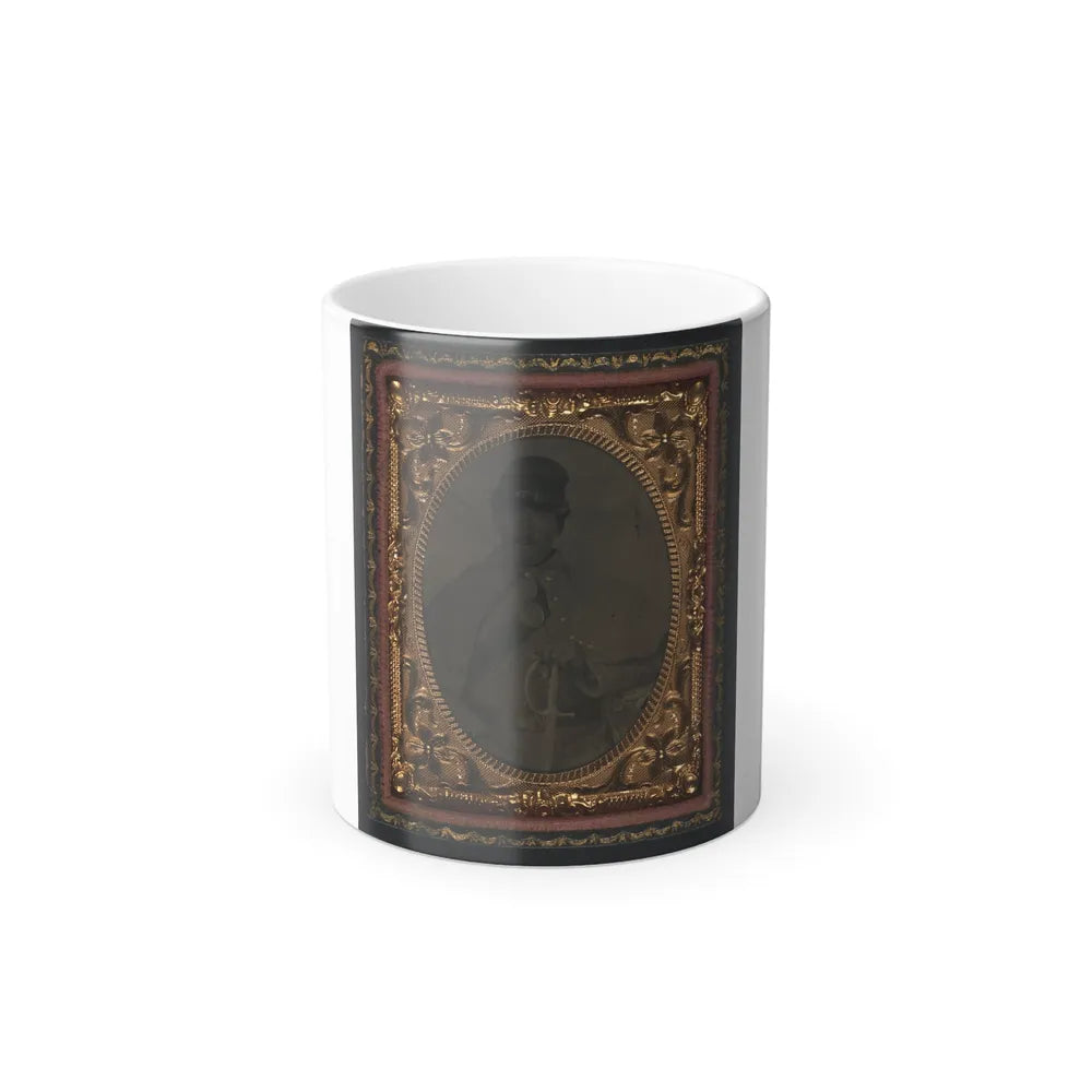 Unidentified Soldier in Union Great Coat and Company D Forage Hat With Sword (U.S. Civil War) Color Changing Coffee Mug 11oz-11oz-Go Mug Yourself