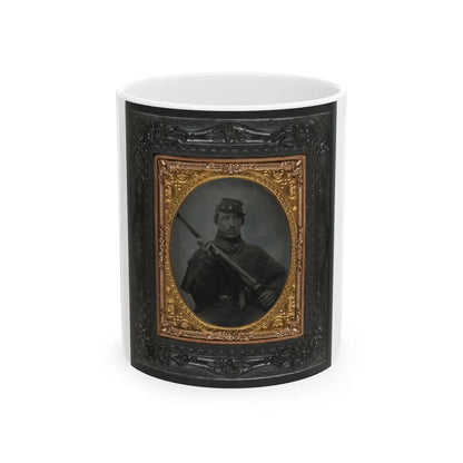 Unidentified Soldier In Union Greatcoat And Company C Forage Cap With Musket (U.S. Civil War) White Coffee Mug-11oz-Go Mug Yourself