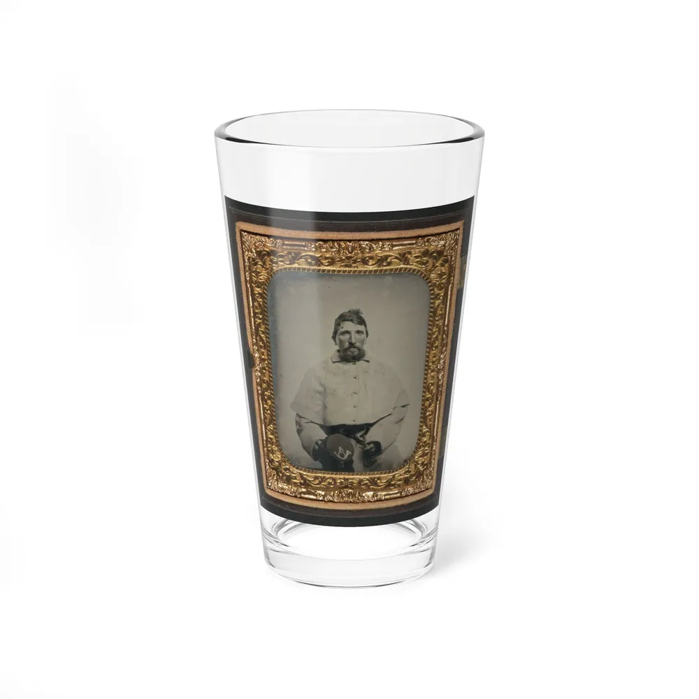 Unidentified Soldier In Union Greatcoat Holding Kepi With Infantry Company A Insignia (U.S. Civil War) Pint Glass 16oz-16oz-Go Mug Yourself