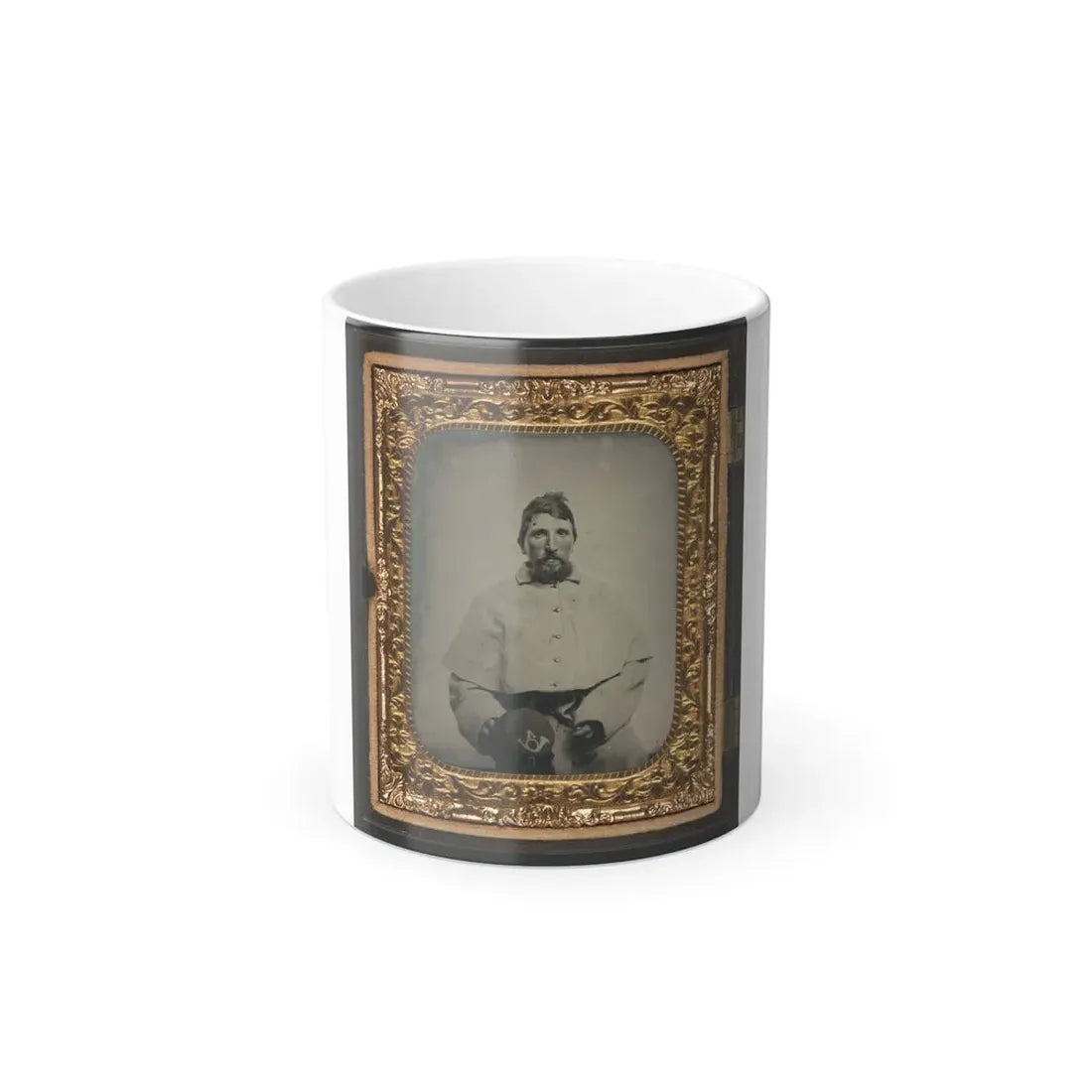 Unidentified Soldier in Union Greatcoat Holding Kepi With Infantry Company a Insignia (U.S. Civil War) Color Changing Coffee Mug 11oz - Go Mug Yourself