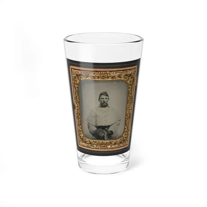 Unidentified Soldier In Union Greatcoat Holding Kepi With Infantry Company A Insignia (U.S. Civil War) Pint Glass 16oz 16oz - Go Mug Yourself