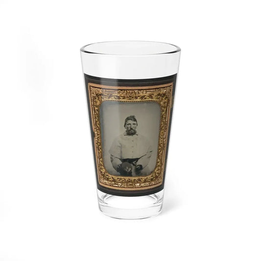 Unidentified Soldier In Union Greatcoat Holding Kepi With Infantry Company A Insignia (U.S. Civil War) Pint Glass 16oz 16oz - Go Mug Yourself