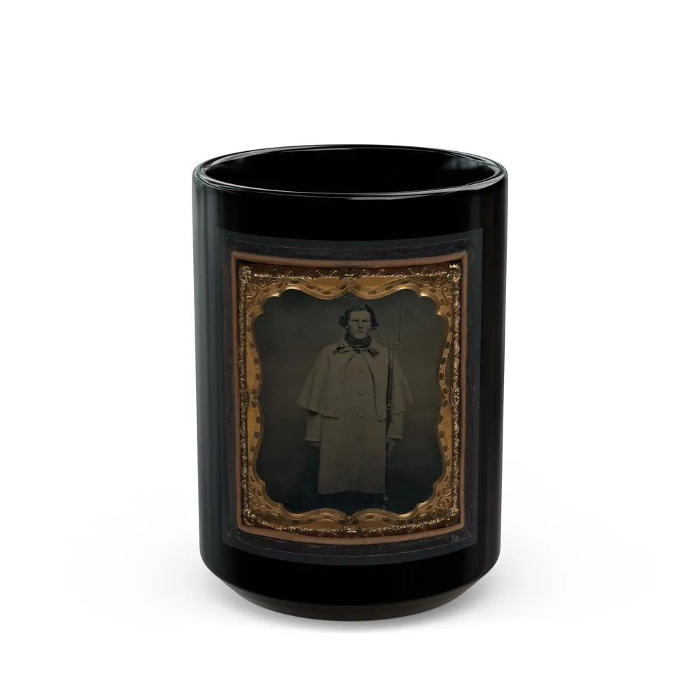 Unidentified Soldier In Union Greatcoat With Bayoneted Musket (U.S. Civil War) Black Coffee Mug-15oz-Go Mug Yourself