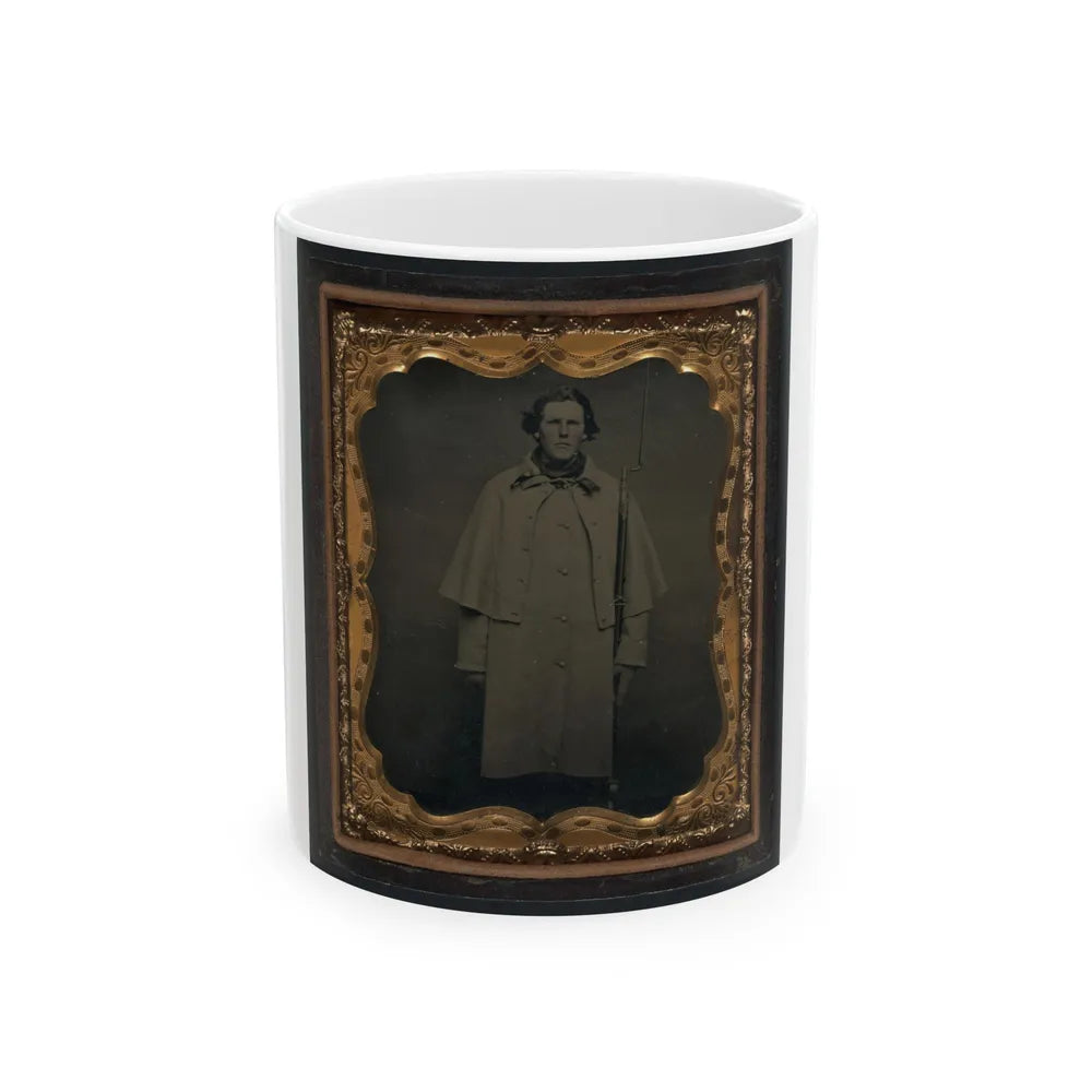 Unidentified Soldier In Union Greatcoat With Bayoneted Musket (U.S. Civil War) White Coffee Mug-11oz-Go Mug Yourself