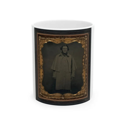 Unidentified Soldier In Union Greatcoat With Bayoneted Musket (U.S. Civil War) White Coffee Mug-11oz-Go Mug Yourself