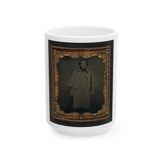 Unidentified Soldier In Union Greatcoat With Bayoneted Musket (U.S. Civil War) White Coffee Mug-15oz-Go Mug Yourself