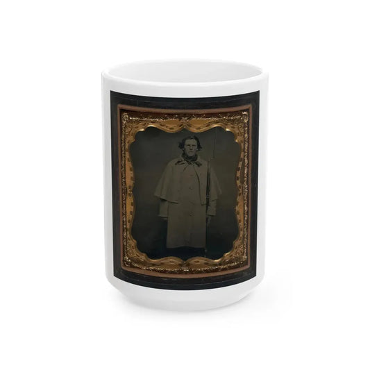 Unidentified Soldier In Union Greatcoat With Bayoneted Musket (U.S. Civil War) White Coffee Mug 15oz - Go Mug Yourself