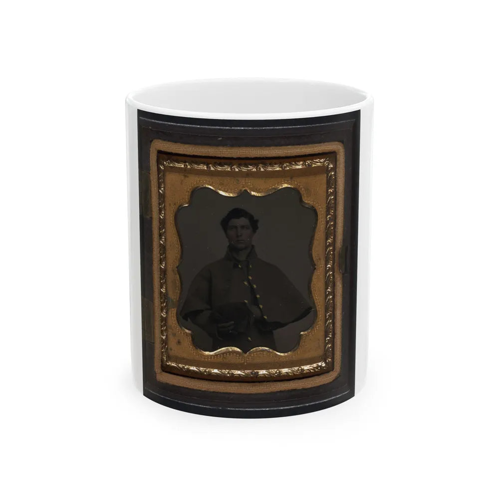 Unidentified Soldier In Union Greatcoat With Forage Cap (U.S. Civil War) White Coffee Mug-11oz-Go Mug Yourself