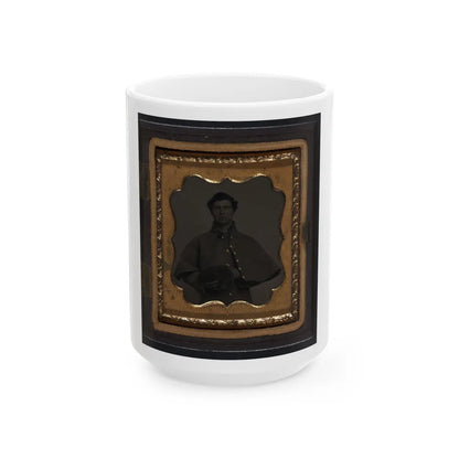 Unidentified Soldier In Union Greatcoat With Forage Cap (U.S. Civil War) White Coffee Mug-15oz-Go Mug Yourself