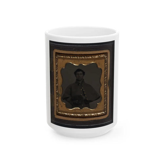 Unidentified Soldier In Union Greatcoat With Forage Cap (U.S. Civil War) White Coffee Mug-15oz-Go Mug Yourself