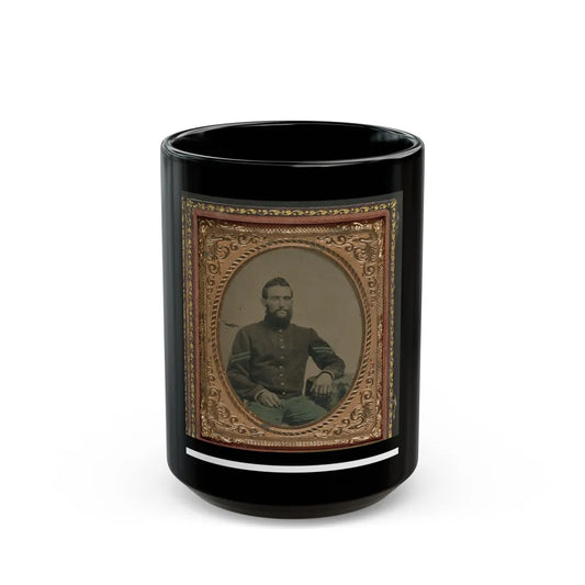 Unidentified Soldier In Union Infantry Corporal's Uniform Sitting With Arm Resting On Table (U.S. Civil War) Black Coffee Mug-15oz-Go Mug Yourself