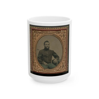 Unidentified Soldier In Union Infantry Corporal's Uniform Sitting With Arm Resting On Table (U.S. Civil War) White Coffee Mug-15oz-Go Mug Yourself