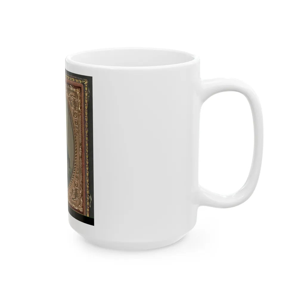 Unidentified Soldier In Union Infantry Corporal's Uniform Sitting With Arm Resting On Table (U.S. Civil War) White Coffee Mug-Go Mug Yourself