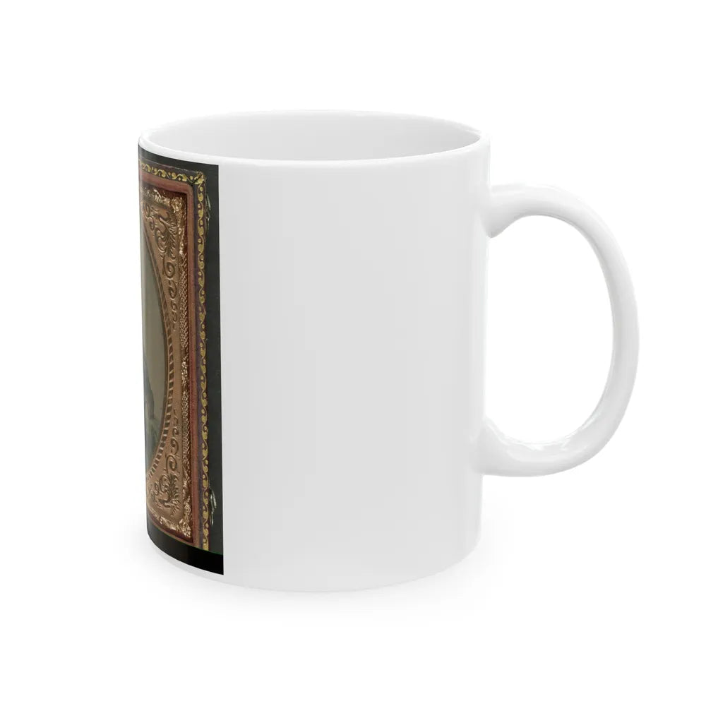 Unidentified Soldier In Union Infantry Corporal's Uniform Sitting With Arm Resting On Table (U.S. Civil War) White Coffee Mug-Go Mug Yourself
