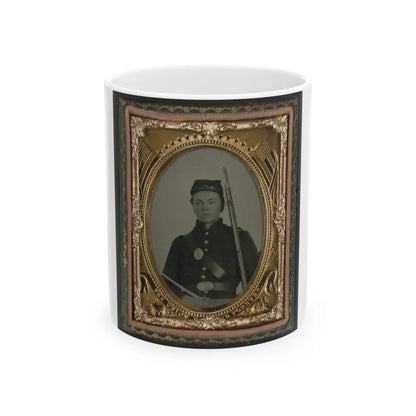 Unidentified Soldier In Union Infantry Uniform And State Of New York Beltplate With Musket (U.S. Civil War) White Coffee Mug-11oz-Go Mug Yourself