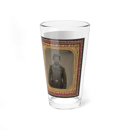 Unidentified Soldier In Union Infantry Uniform And Volunteer Maine Militia Belt Buckle With Bayoneted Musket (U.S. Civil War) Pint Glass 16oz-Go Mug Yourself