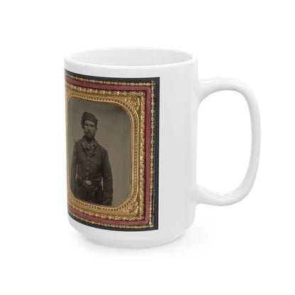 Unidentified Soldier In Union Infantry Uniform And Volunteer Maine Militia Belt Buckle With Bayoneted Musket (U.S. Civil War) White Coffee Mug-Go Mug Yourself