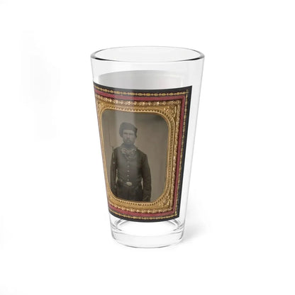 Unidentified Soldier In Union Infantry Uniform And Volunteer Maine Militia Belt Buckle With Bayoneted Musket (U.S. Civil War) Pint Glass 16oz - Go Mug Yourself
