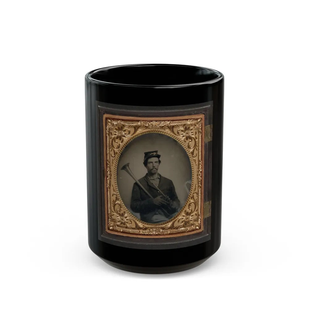 Unidentified Soldier In Union Infantry Uniform With Saxhorn (U.S. Civil War) Black Coffee Mug-15oz-Go Mug Yourself