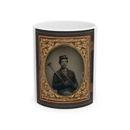 Unidentified Soldier In Union Infantry Uniform With Saxhorn (U.S. Civil War) White Coffee Mug-11oz-Go Mug Yourself