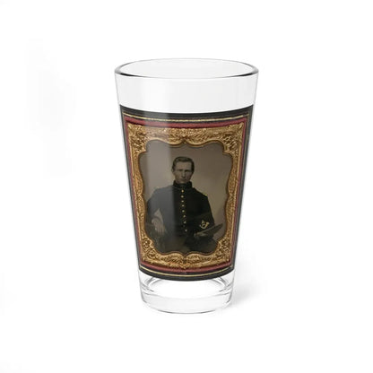 Unidentified Soldier In Union Infantry Uniform With Shoulder Scales Holding Hardee Hat With Company A Insignia (U.S. Civil War) Pint Glass 16oz 16oz - Go Mug Yourself