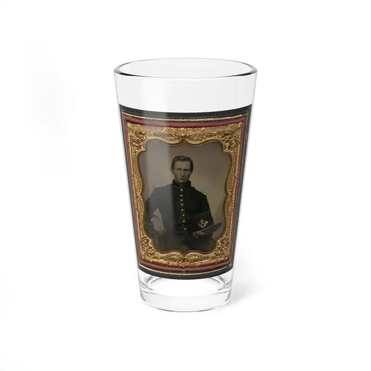 Unidentified Soldier In Union Infantry Uniform With Shoulder Scales Holding Hardee Hat With Company A Insignia (U.S. Civil War) Pint Glass 16oz 16oz - Go Mug Yourself