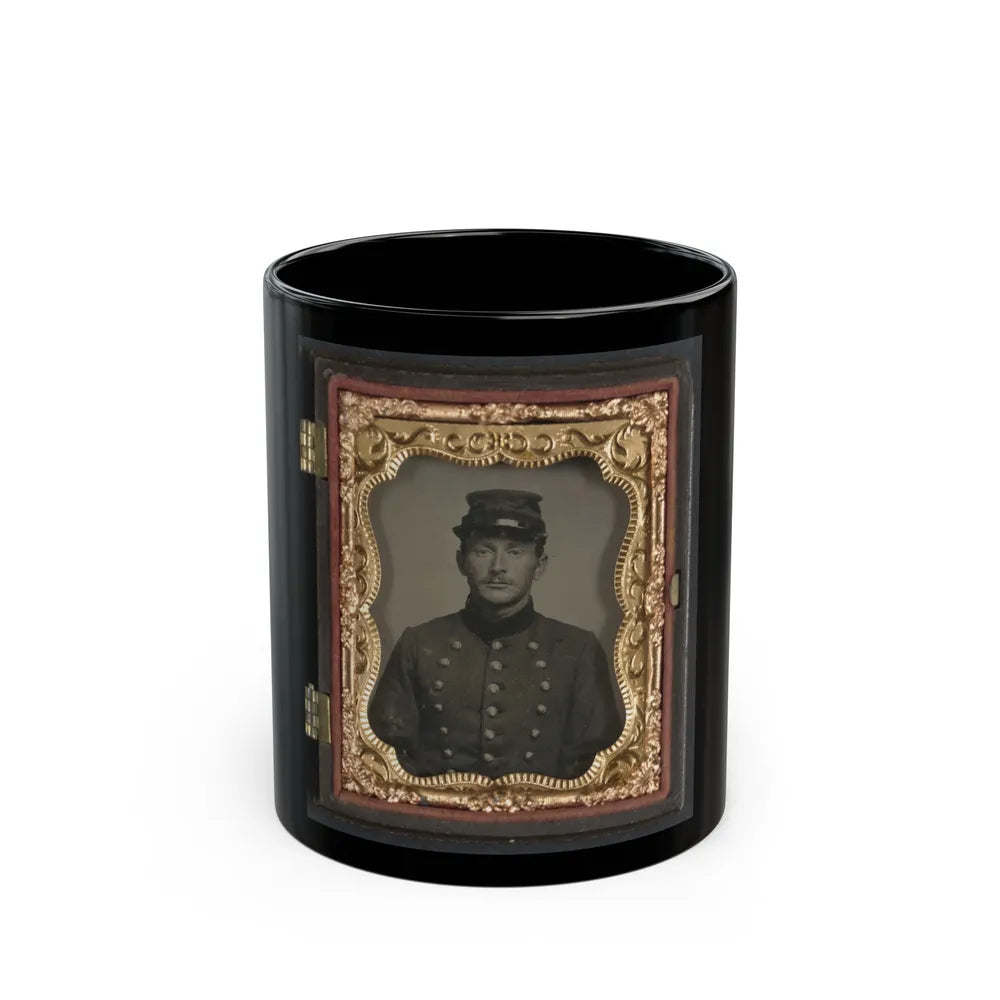 Unidentified Soldier In Union Jacket With Massachusetts State Seal Buttons (U.S. Civil War) Black Coffee Mug-11oz-Go Mug Yourself