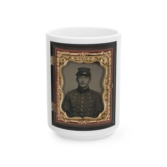 Unidentified Soldier In Union Jacket With Massachusetts State Seal Buttons (U.S. Civil War) White Coffee Mug-15oz-Go Mug Yourself