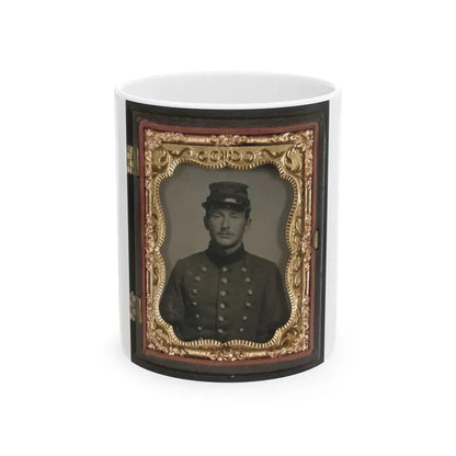 Unidentified Soldier In Union Jacket With Massachusetts State Seal Buttons (U.S. Civil War) White Coffee Mug 11oz - Go Mug Yourself