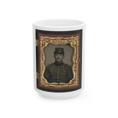 Unidentified Soldier In Union Jacket With Massachusetts State Seal Buttons (U.S. Civil War) White Coffee Mug 15oz - Go Mug Yourself