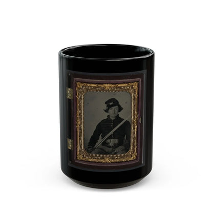 Unidentified Soldier In Union Musician Uniform And Two Belts With Cavalry Saber (U.S. Civil War) Black Coffee Mug-15oz-Go Mug Yourself