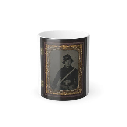 Unidentified Soldier in Union Musician Uniform and Two Belts With Cavalry Saber (U.S. Civil War) Color Changing Coffee Mug 11oz-11oz-Go Mug Yourself