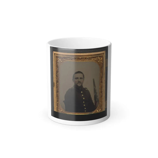 Unidentified Soldier in Union New York Style Shell Jacket With American Flag (U.S. Civil War) Color Changing Coffee Mug 11oz-11oz-Go Mug Yourself