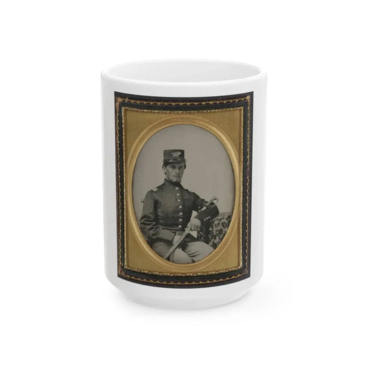 Unidentified Soldier In Union Officer's Uniform With Sword (U.S. Civil War) White Coffee Mug 15oz - Go Mug Yourself